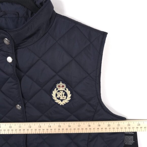 NWT LAUREN RALPH LAUREN Women’s Crest-Patch Diamond Quilted Vest Dark Navy LARGE - Picture 5 of 14